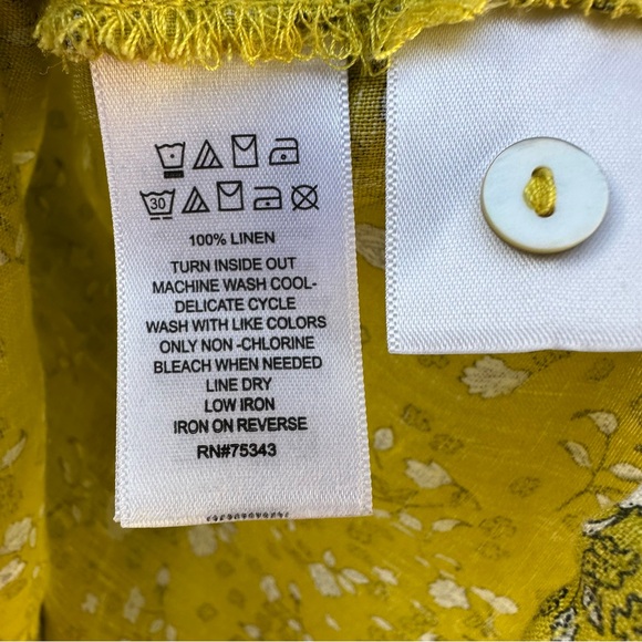 RACHEL ZOE Shirt Top Women XS Linen Button Down Boxy Floral Resort Lagenlook - Picture 8 of 8